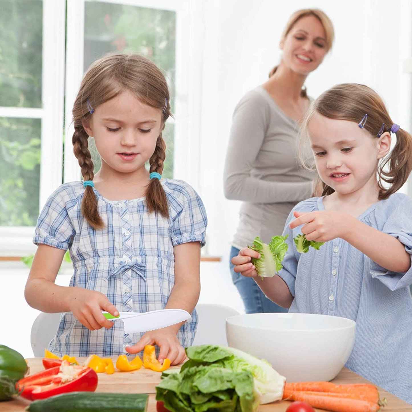 Leking 3-Piece Kids Kitchen Knife Set – Safe Plastic Serrated Edges for Little Chefs