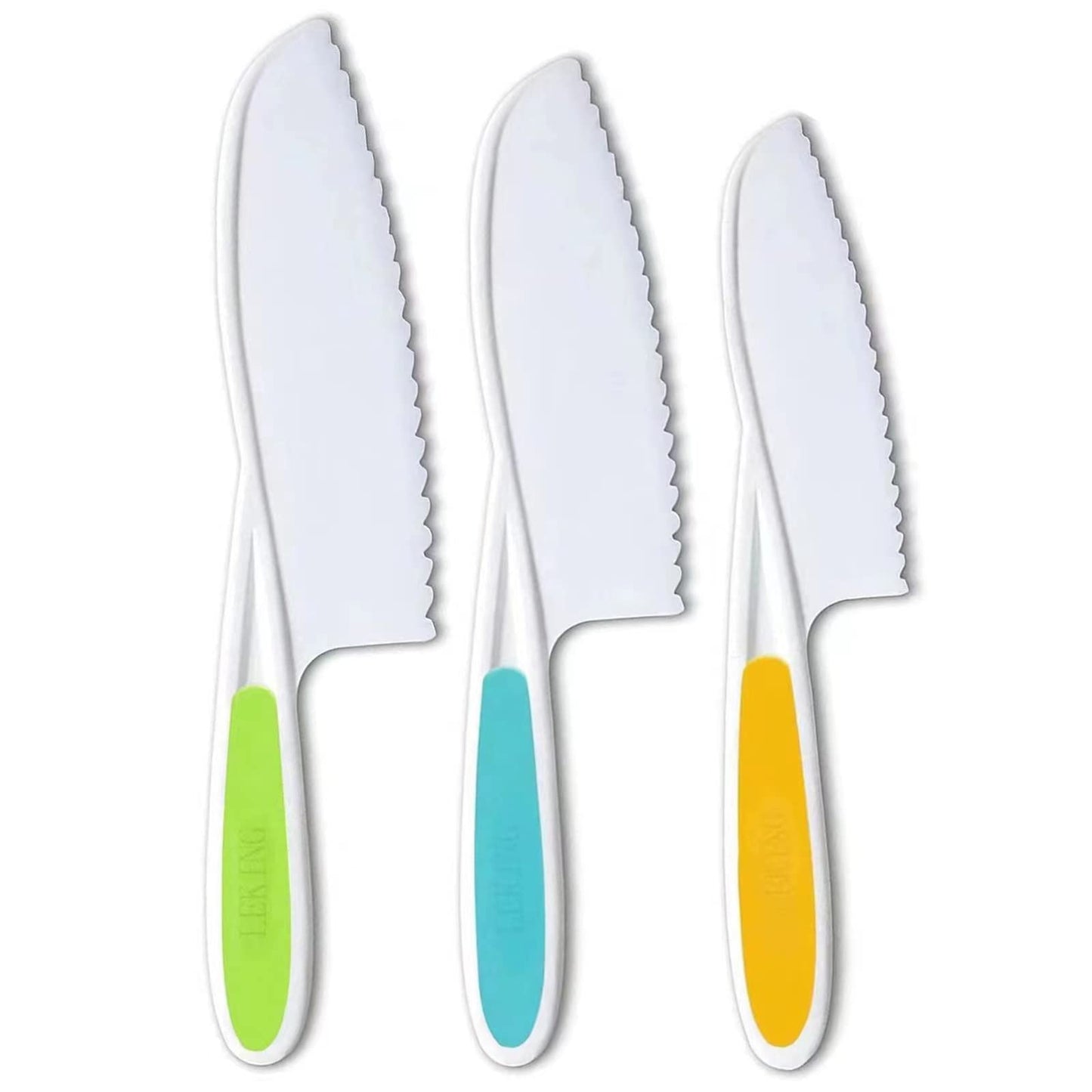 Leking 3-Piece Kids Kitchen Knife Set – Safe Plastic Serrated Edges for Little Chefs