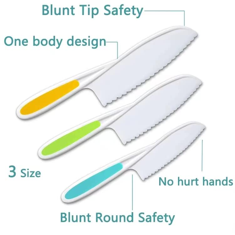 Leking 3-Piece Kids Kitchen Knife Set – Safe Plastic Serrated Edges for Little Chefs