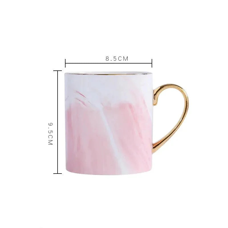 Lekoch Marble Pattern Gold-Trimmed Mug Set for Couples