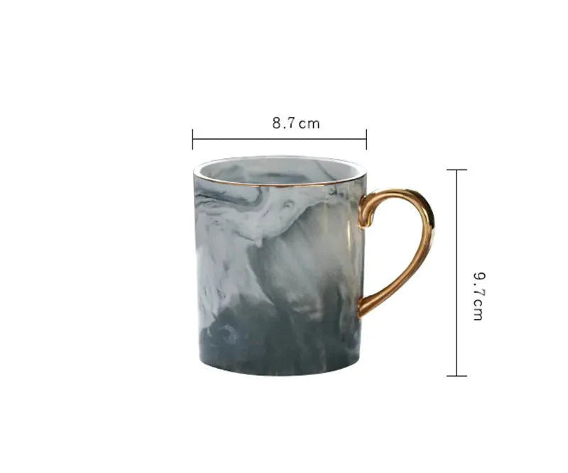 Lekoch Marble Pattern Gold-Trimmed Mug Set for Couples