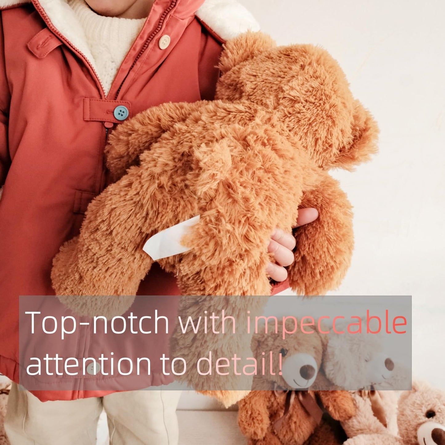 LELELONG 5 Pack Teddy Bears Bulk - 13.5-Inch Dark Brown Plush for Gifts & Decor