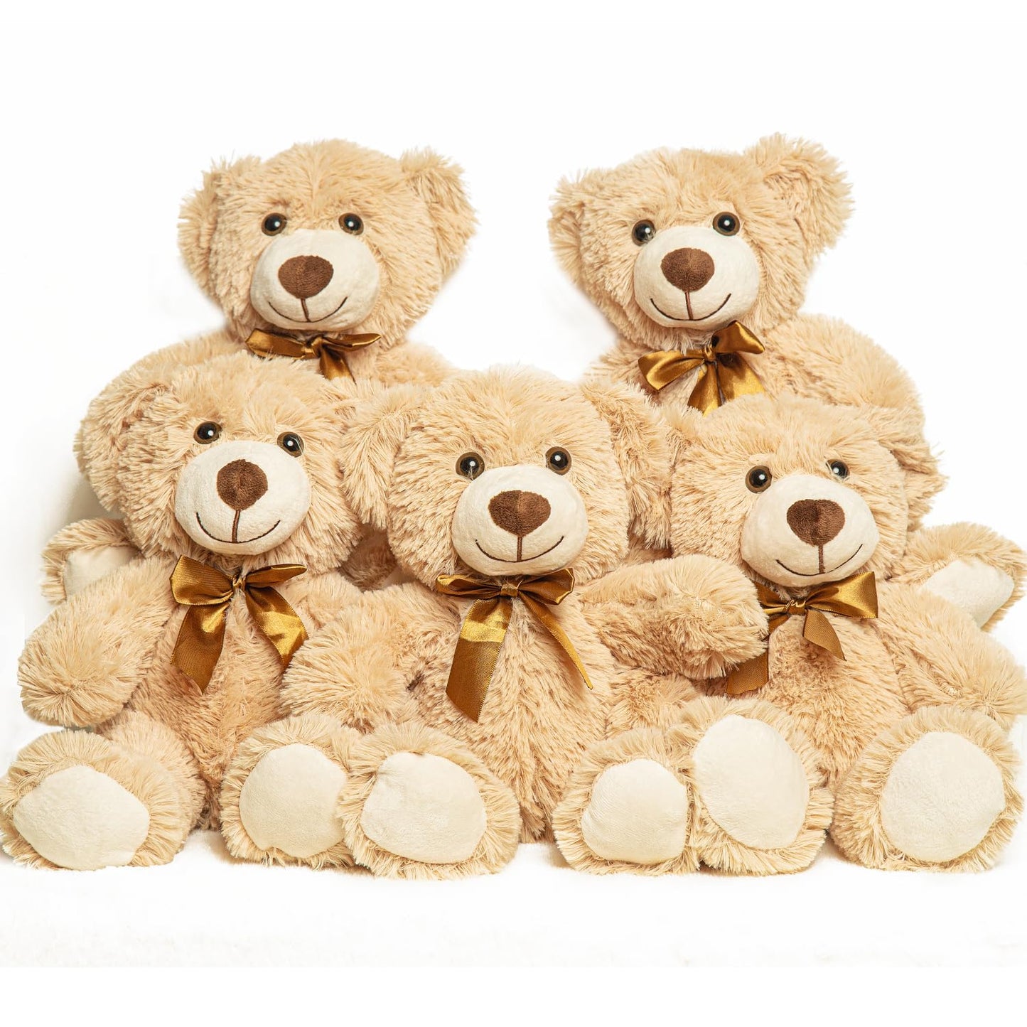 LELELONG 5 Pack Teddy Bears Bulk – 13.5-Inch Plush Bears for Centerpieces, Gifts & Decor