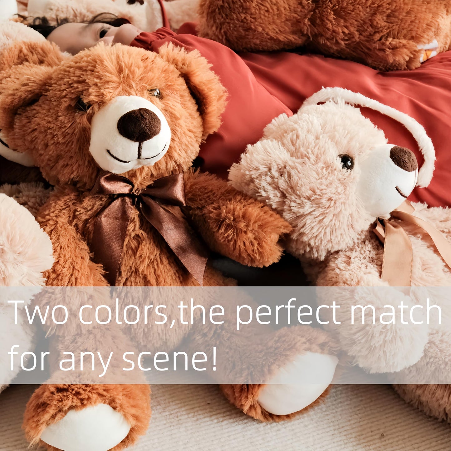 LELELONG 5 Pack Teddy Bears Bulk - 13.5-Inch Dark Brown Plush for Gifts & Decor