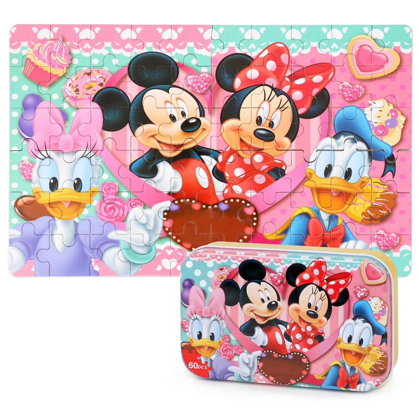 LELEMON 60-Piece Puzzles for Kids 4-8 in a Metal Box – Safe & Educational