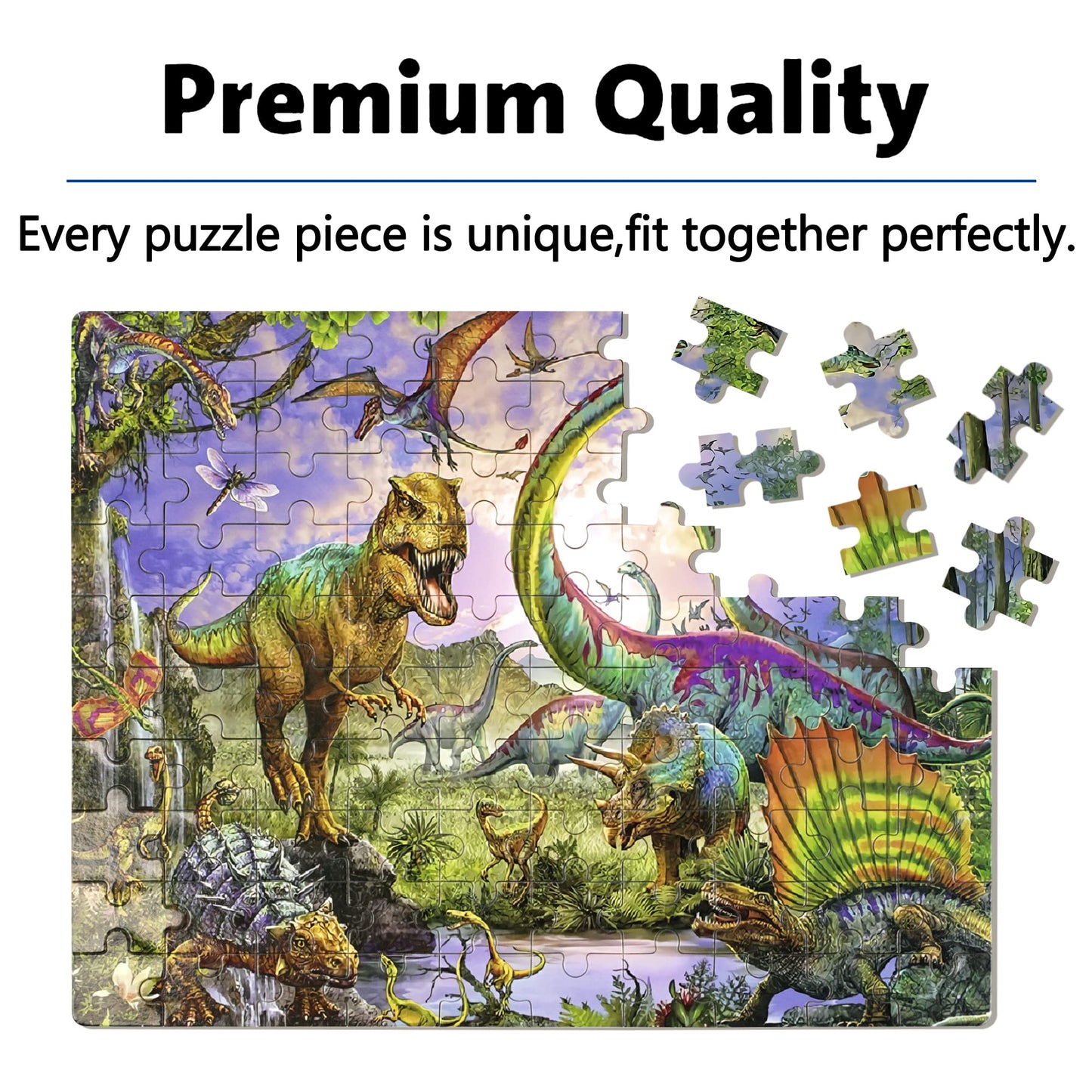 LELEMON Dinosaur Puzzle – 100-Piece Jigsaw for Kids 4-8 in Metal Box