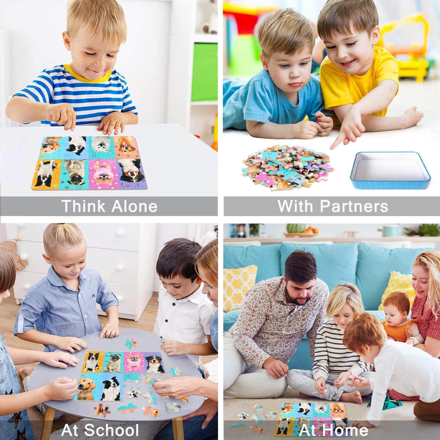 LELEMON Dog Puzzle 60-Piece for Kids 4-8 | Metal Storage Box | Educational Jigsaw