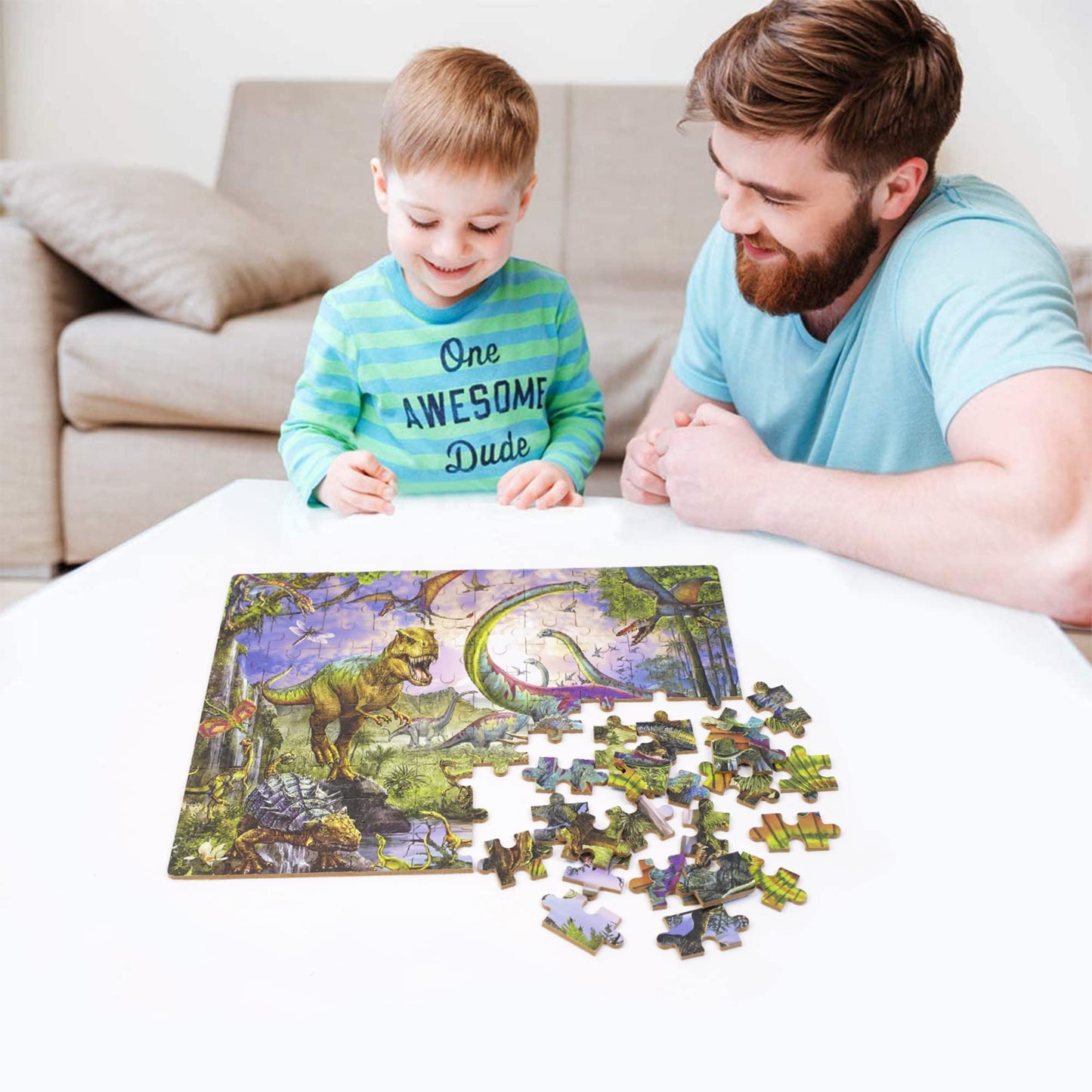 LELEMON Dinosaur Puzzle – 100-Piece Jigsaw for Kids 4-8 in Metal Box