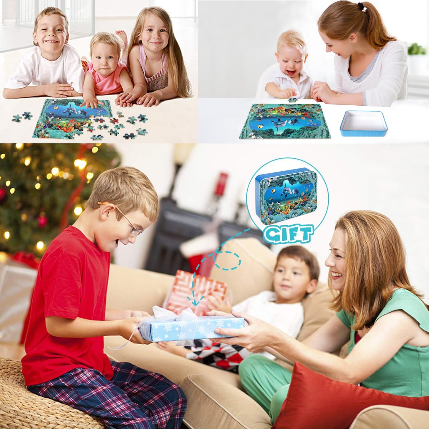LELEMON Underwater World Puzzles for Kids 4-8 – 100 Piece Ocean Dolphins Jigsaw