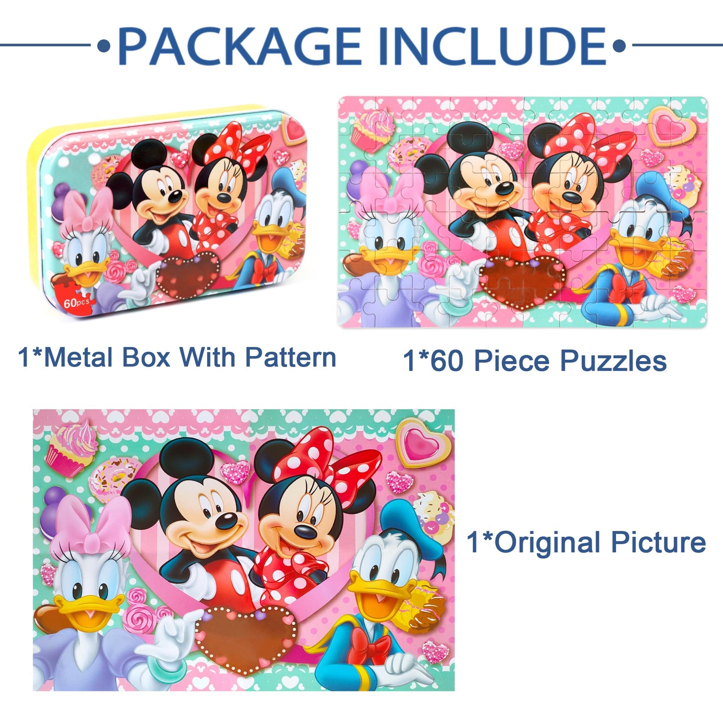 LELEMON 60-Piece Puzzles for Kids 4-8 in a Metal Box – Safe & Educational