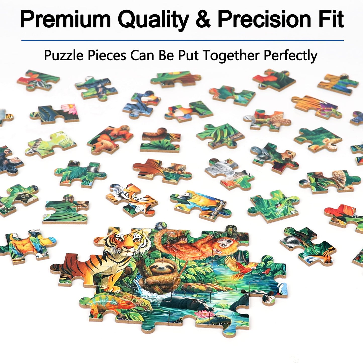 LELEMON Jungle Puzzle for Kids 4-6 – 60-Piece Jigsaw in Metal Storage Box