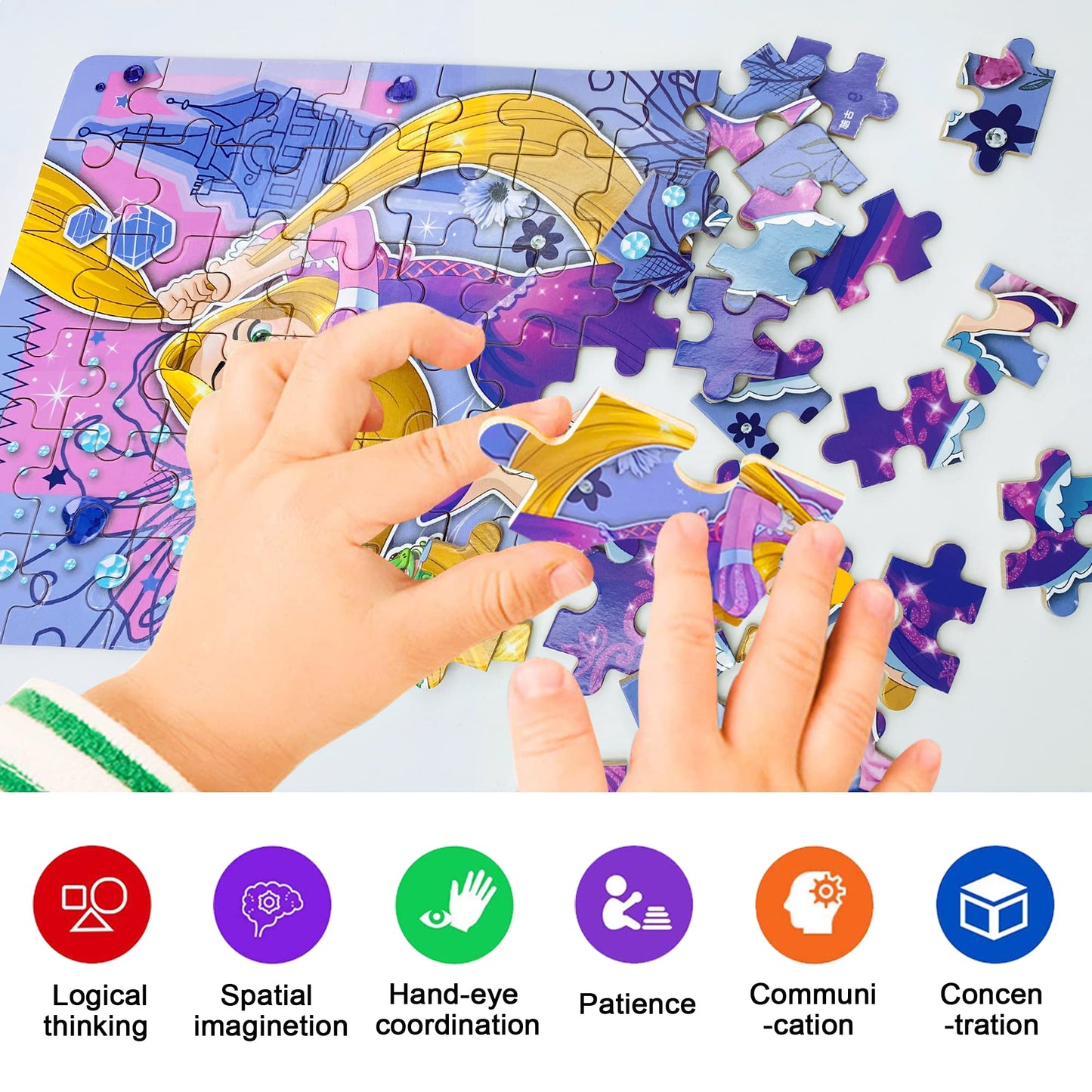 LELEMON 60-Piece Puzzles for Kids Ages 4-8 with Metal Storage Box