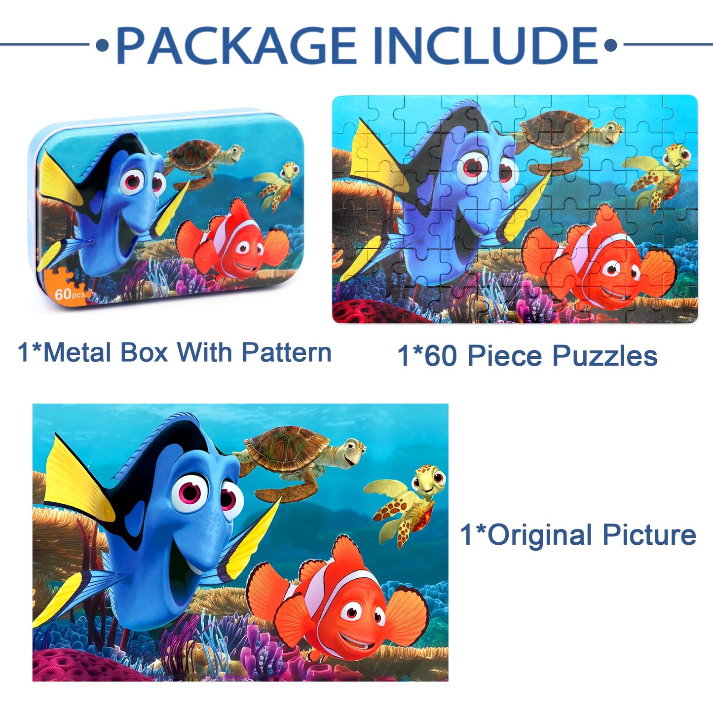 LELEMON Ocean Puzzles for Kids - 60-Piece Underwater World in Metal Box (Ages 4-8)