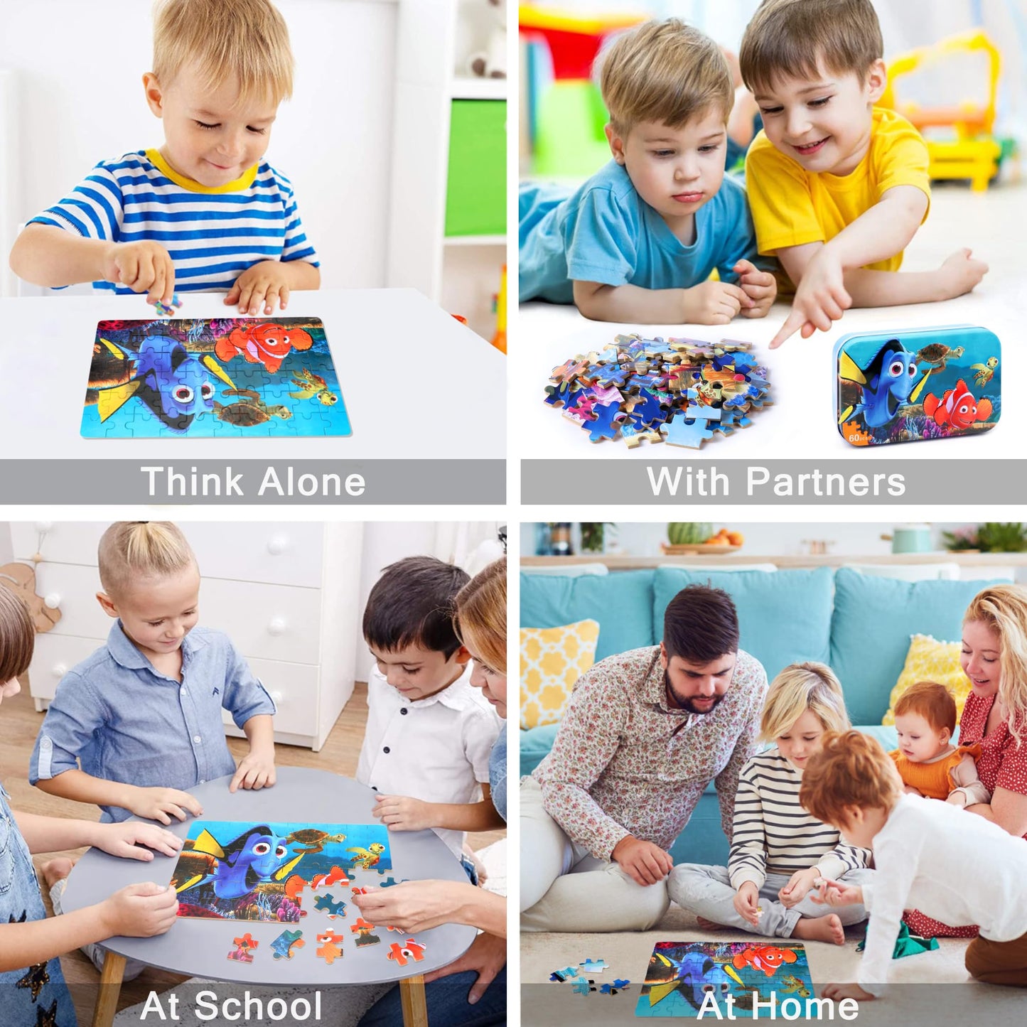 LELEMON Ocean Puzzles for Kids - 60-Piece Underwater World in Metal Box (Ages 4-8)