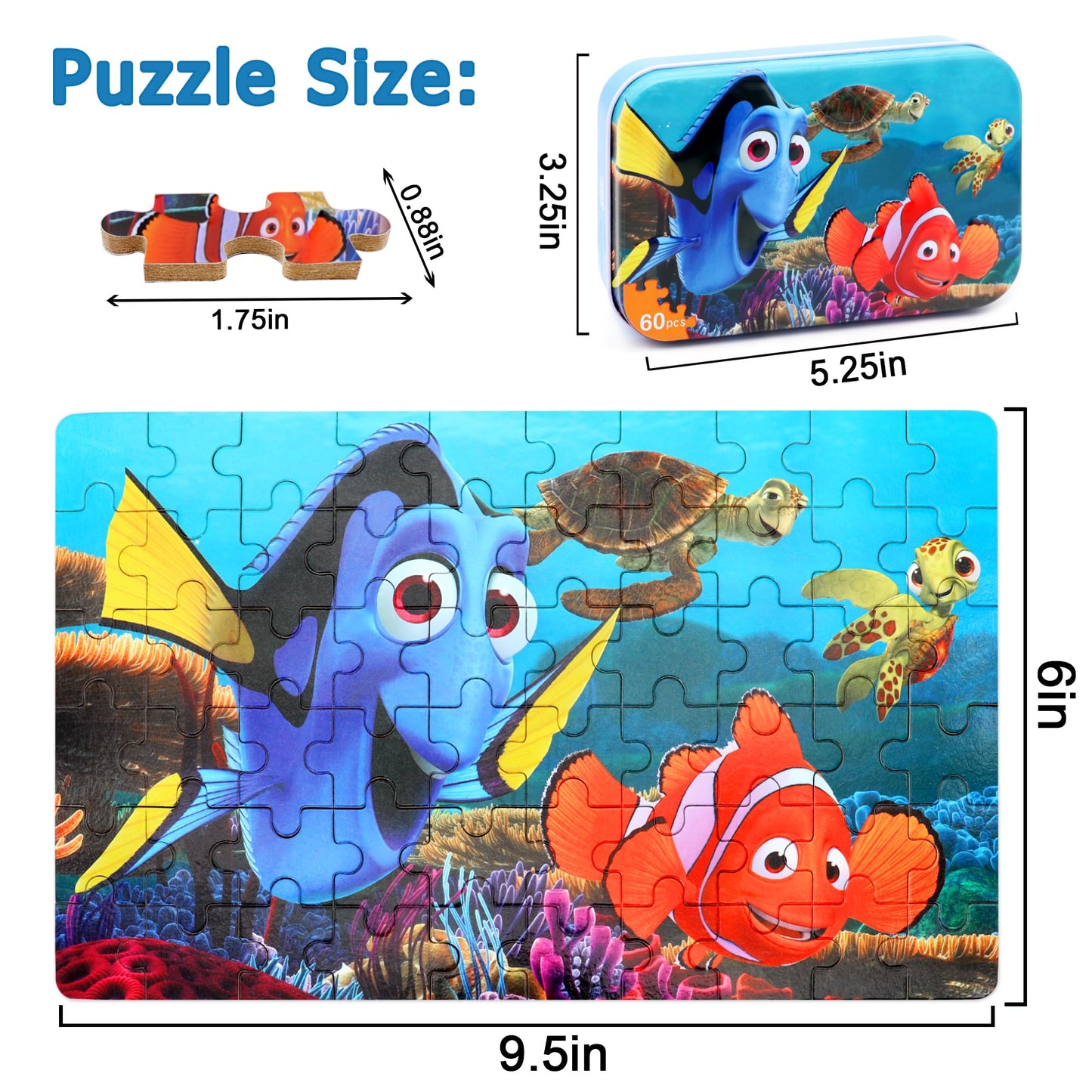 LELEMON Ocean Puzzles for Kids - 60-Piece Underwater World in Metal Box (Ages 4-8)