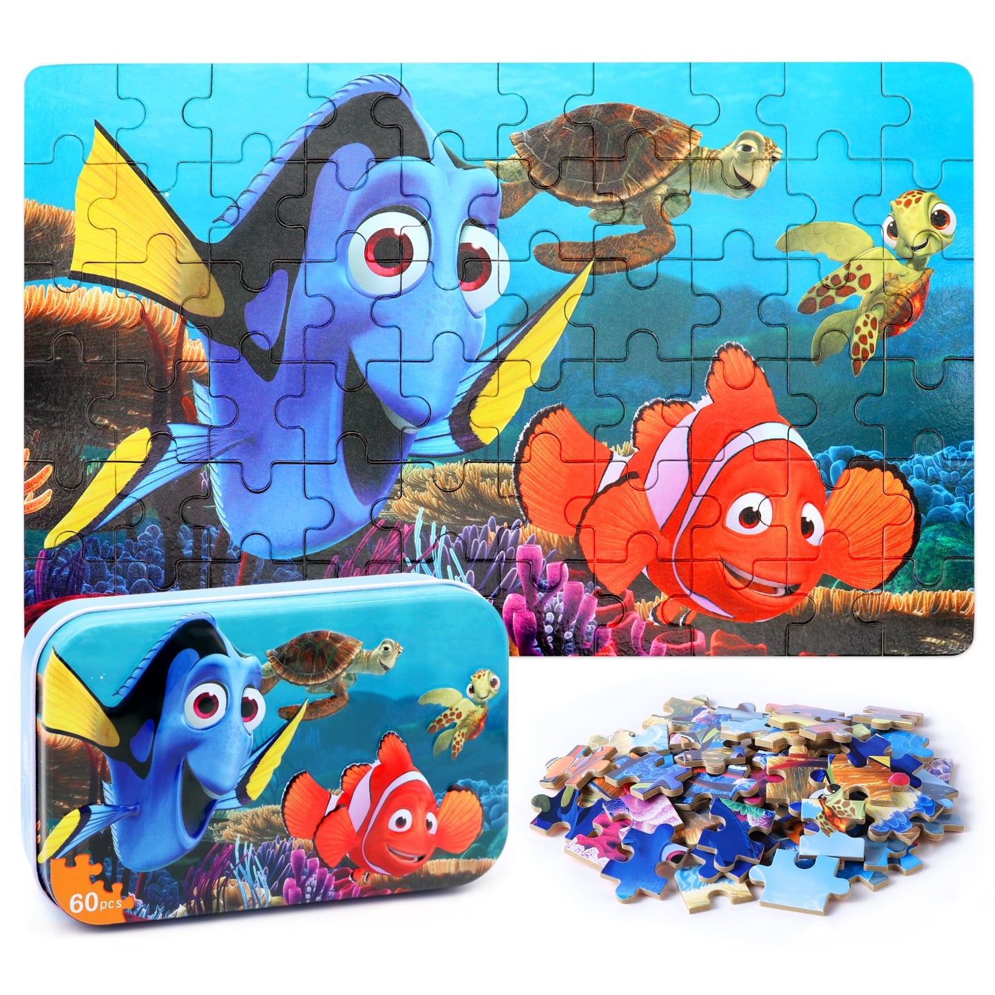 LELEMON Ocean Puzzles for Kids - 60-Piece Underwater World in Metal Box (Ages 4-8)