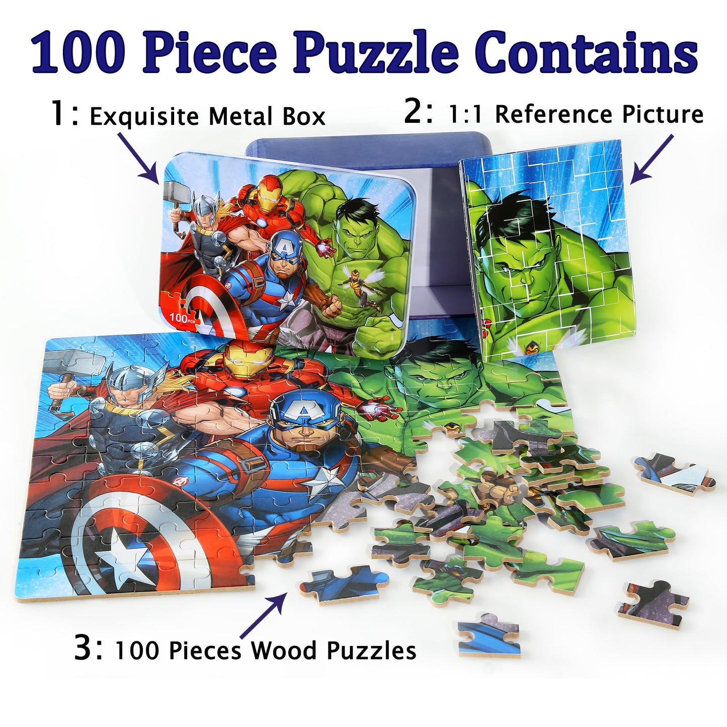 LELEMON 100-Piece Kids Puzzles – Metal Box Storage, Safe & Educational (Ages 4-8)