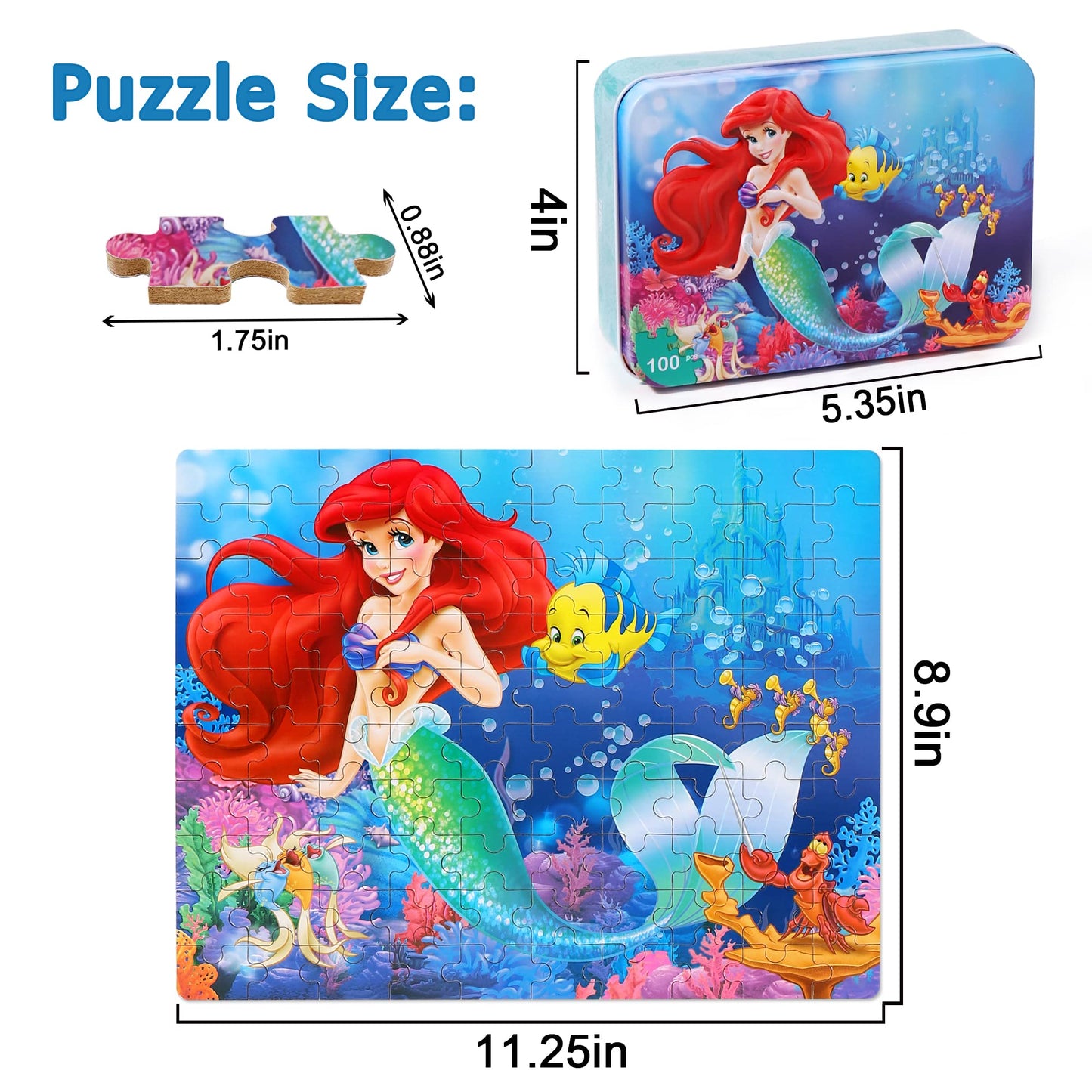 LELEMON Pretty Puzzles for Kids 4-8 | 100-Piece Jigsaws in Metal Box