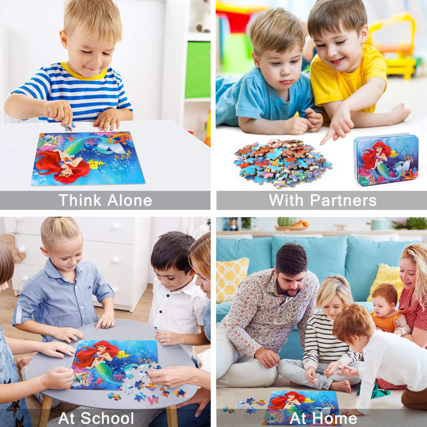 LELEMON Pretty Puzzles for Kids 4-8 | 100-Piece Jigsaws in Metal Box