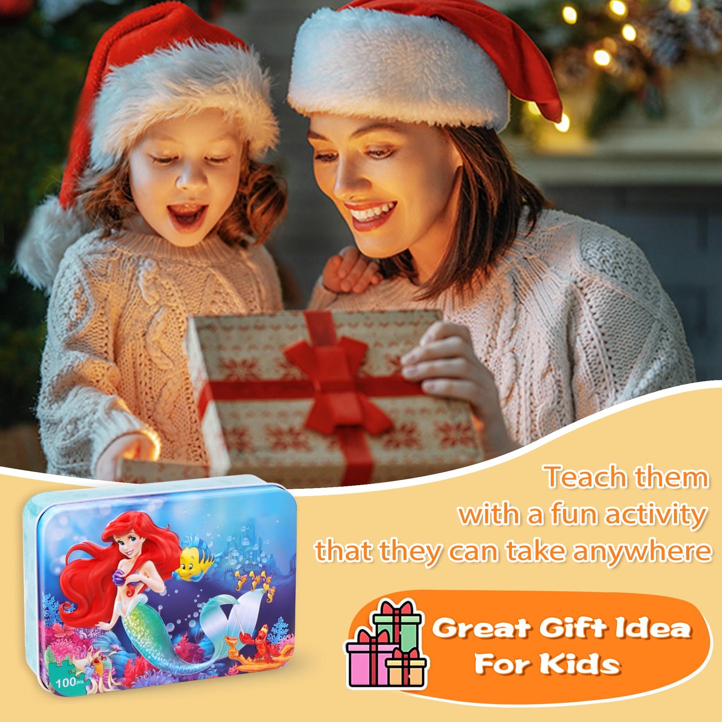 LELEMON Pretty Puzzles for Kids 4-8 | 100-Piece Jigsaws in Metal Box