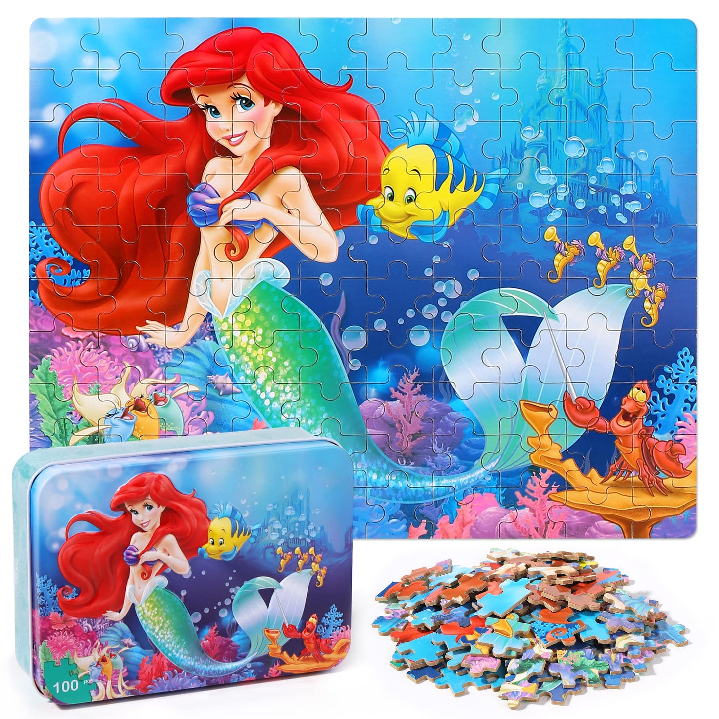 LELEMON Pretty Puzzles for Kids 4-8 | 100-Piece Jigsaws in Metal Box