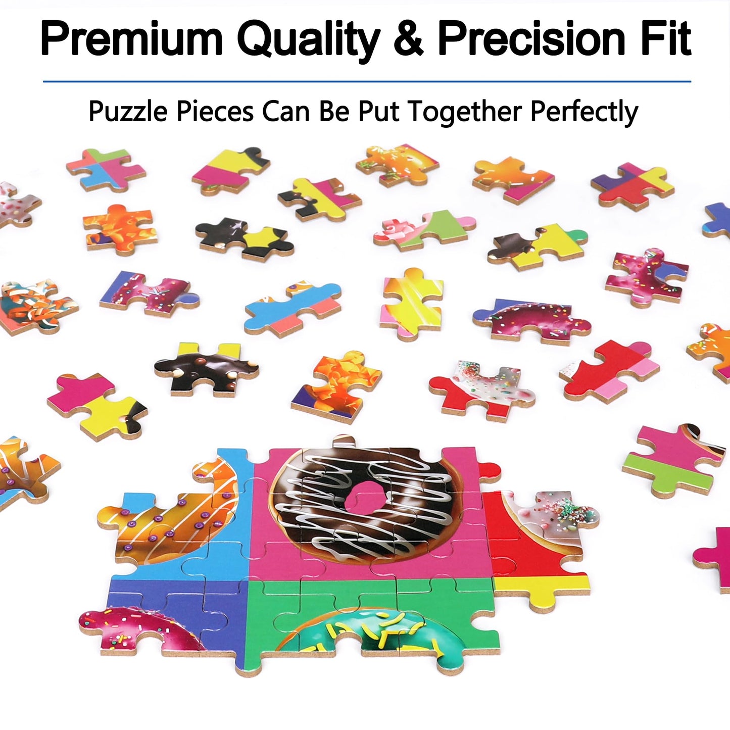 LELEMON Donut 100 Piece Puzzles for Kids 4-6 – Metal Box Storage, Educational Jigsaw