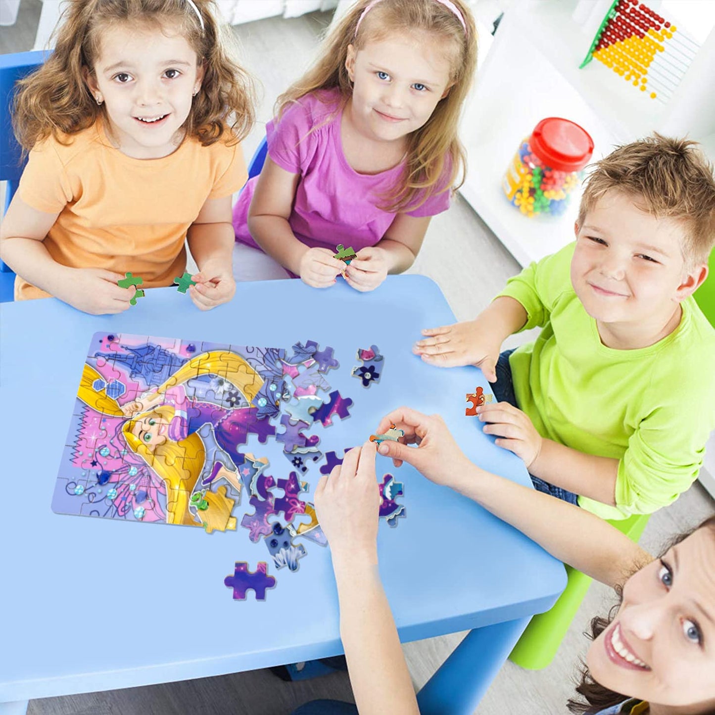 LELEMON 60-Piece Puzzles for Kids Ages 4-8 with Metal Storage Box