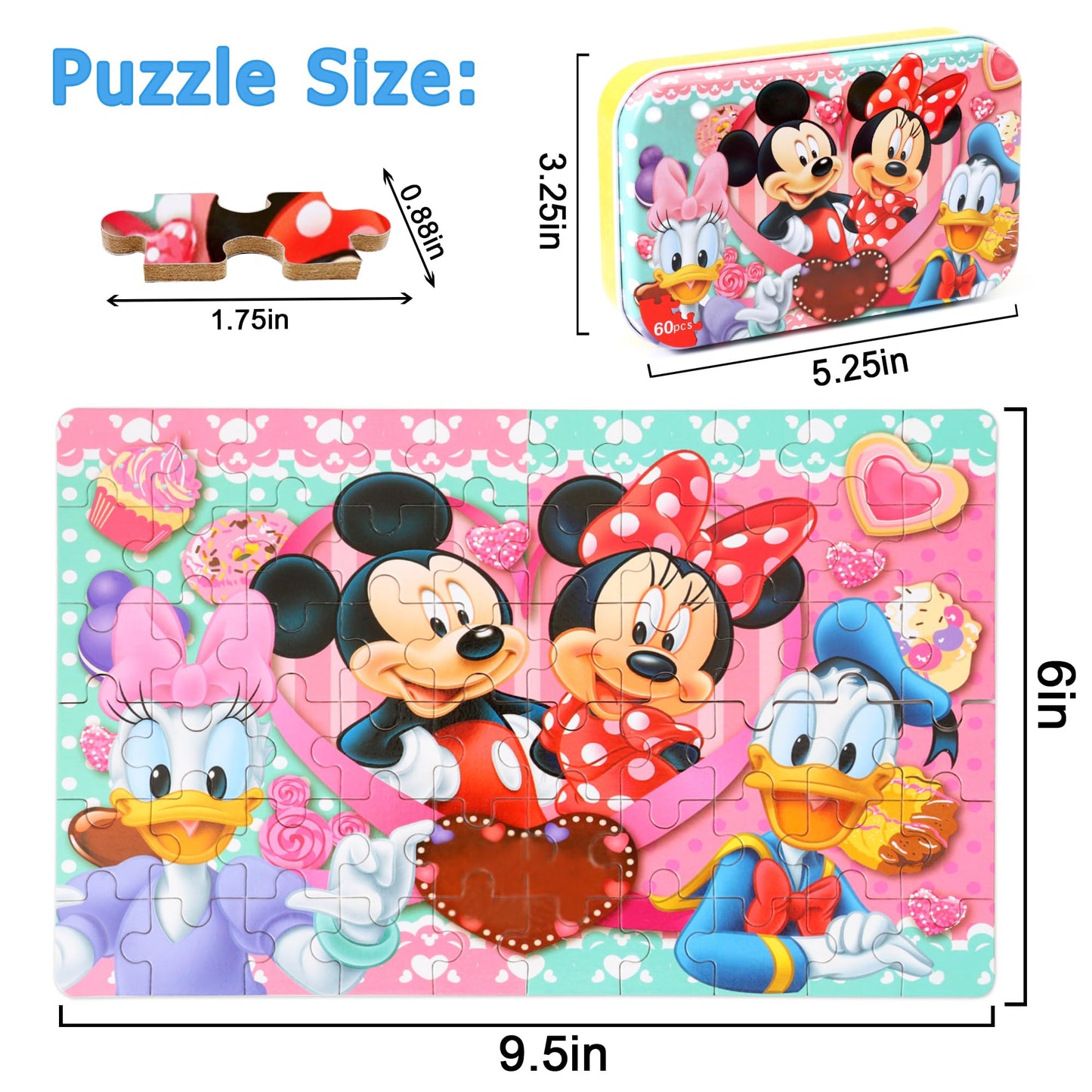 LELEMON 60-Piece Puzzles for Kids 4-8 in a Metal Box – Safe & Educational