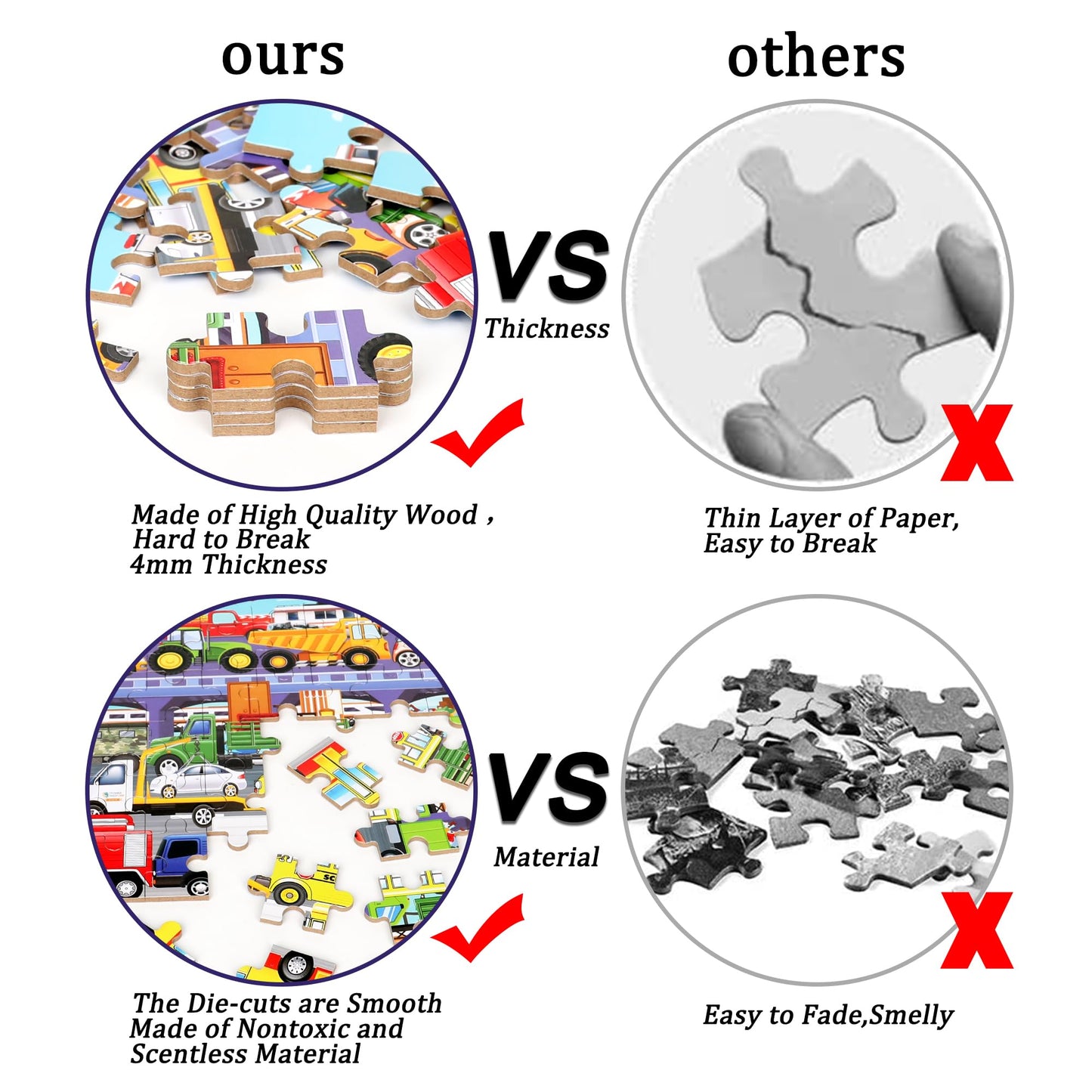 LELEMON 60-Piece Traffic Jam Puzzle for Kids 4-8 – Transportation Vehicles Educational Toy