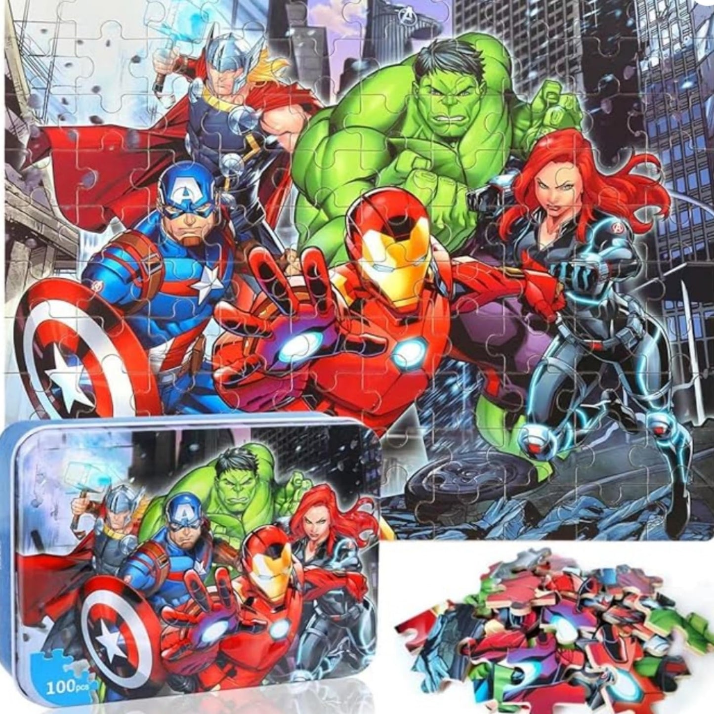 LELEMON 100-Piece Puzzles for Kids 4-8 in a Metal Box | Educational Jigsaw Toys