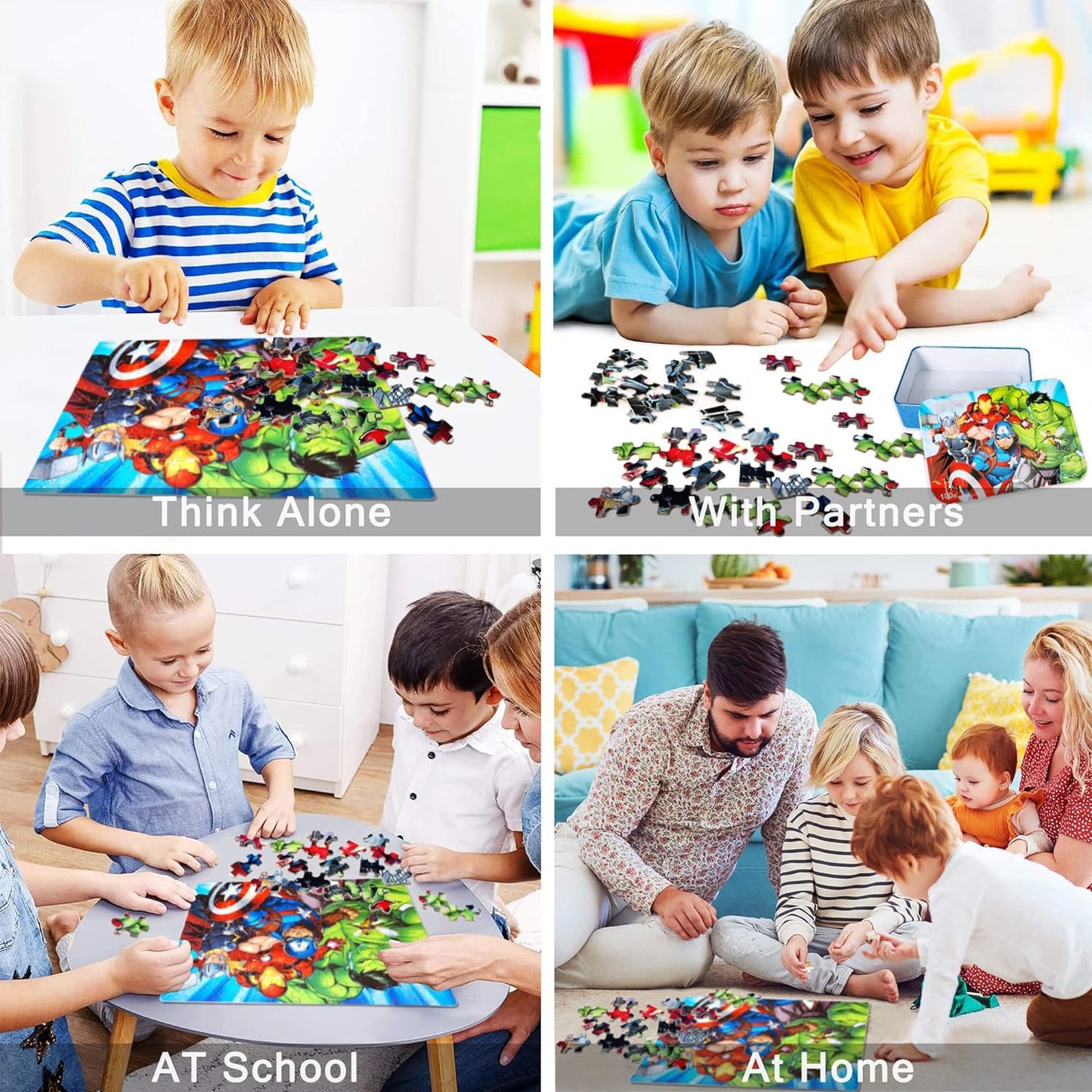 LELEMON 100-Piece Puzzles for Kids 4-8 in a Metal Box | Educational Jigsaw Toys