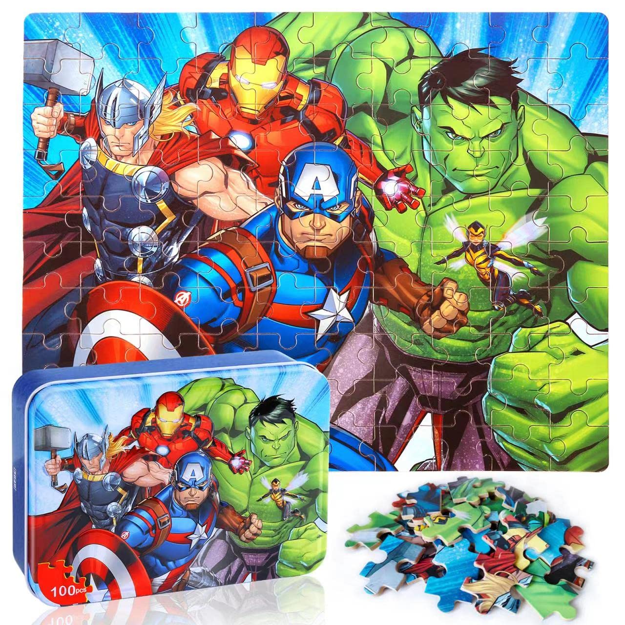 LELEMON 100-Piece Kids Puzzles – Metal Box Storage, Safe & Educational (Ages 4-8)