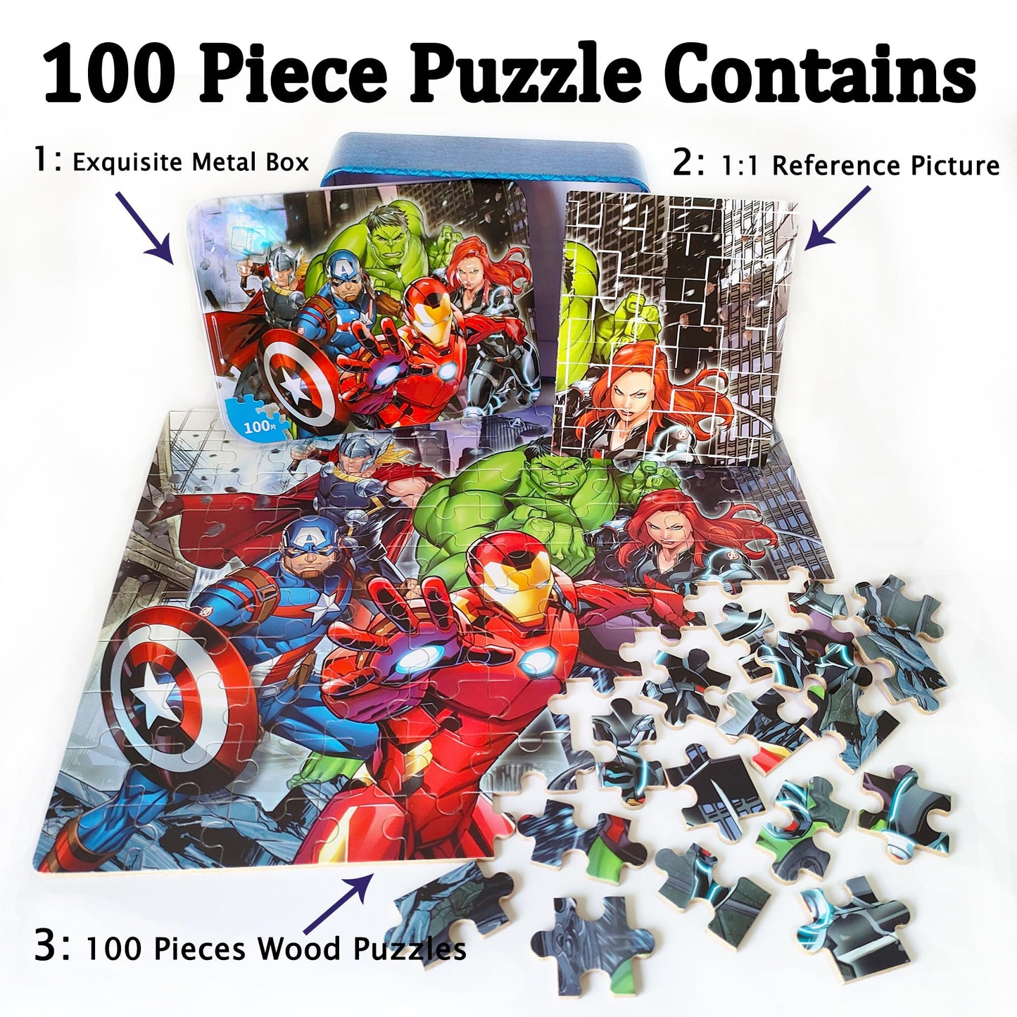 LELEMON 100-Piece Puzzles for Kids 4-8 in a Metal Box | Educational Jigsaw Toys
