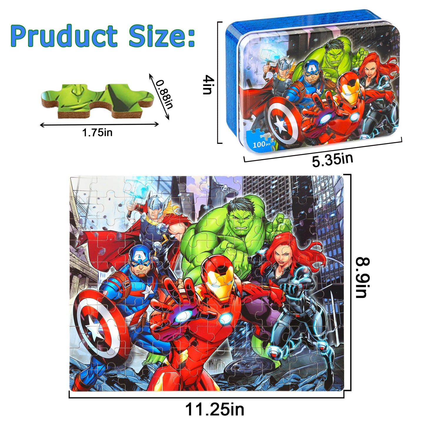 LELEMON 100-Piece Puzzles for Kids 4-8 in a Metal Box | Educational Jigsaw Toys