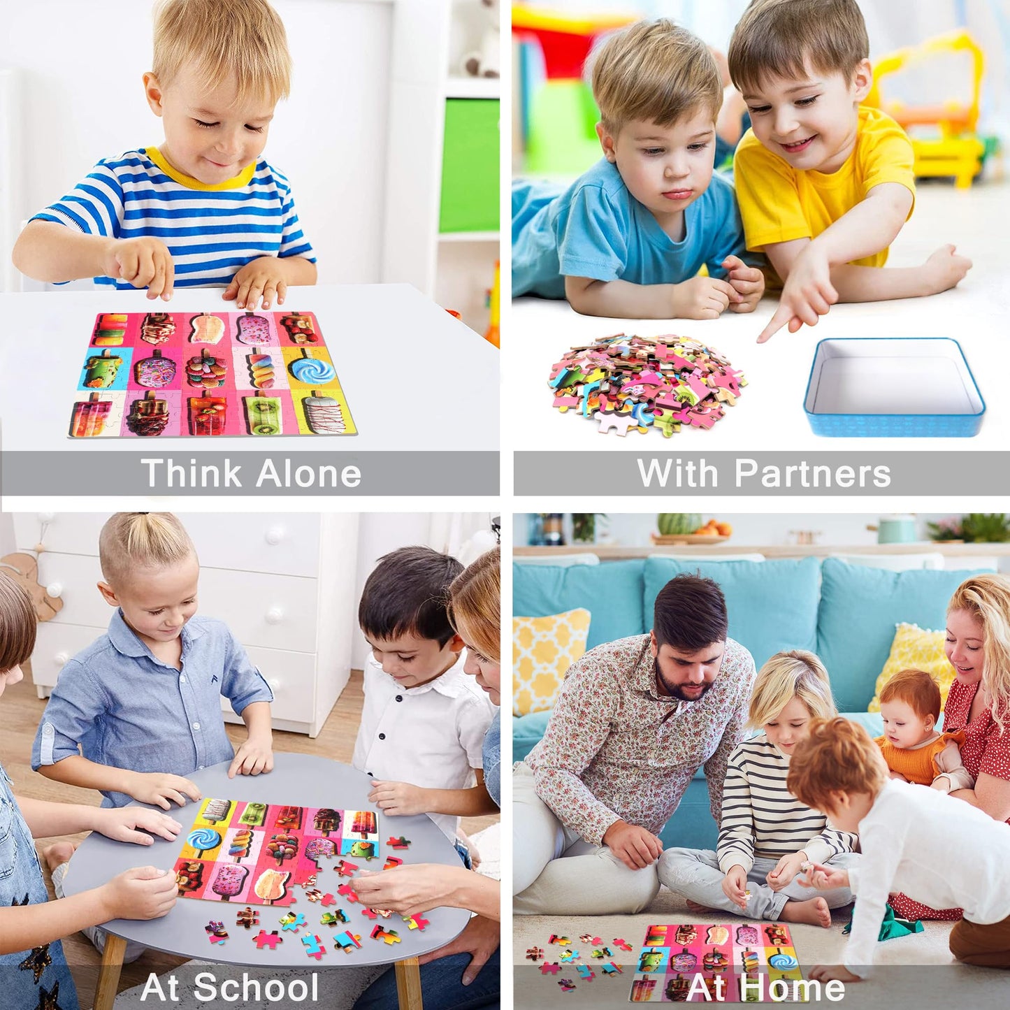 LELEMON Puzzles for Kids Ages 4-6 – 100-Piece Popsicle Puzzle in Metal Box