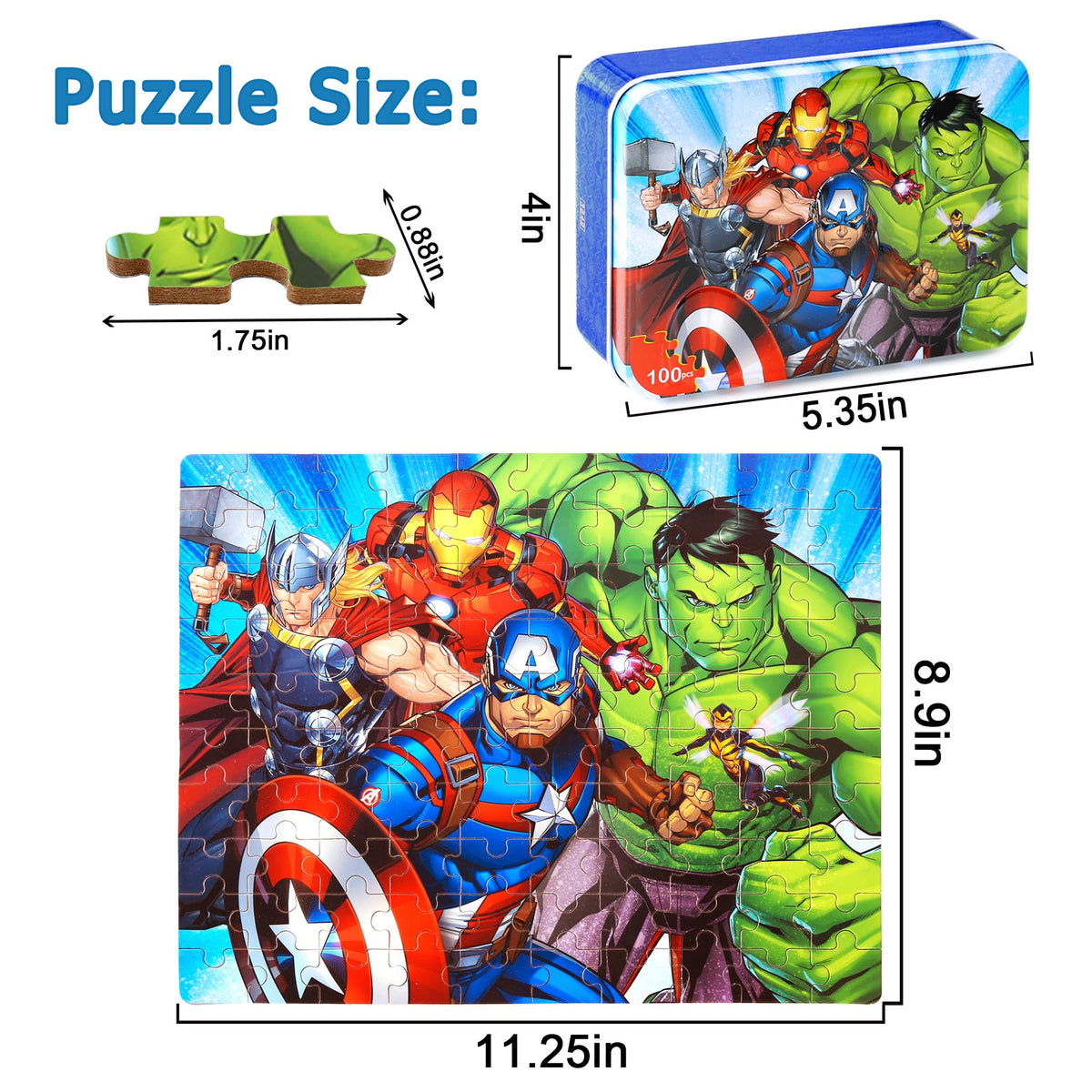 LELEMON 100-Piece Kids Puzzles – Metal Box Storage, Safe & Educational (Ages 4-8)