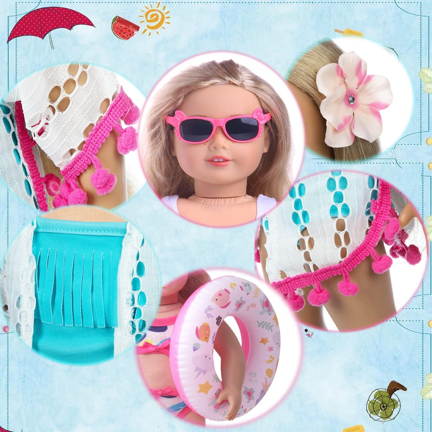Lembani 18-Inch Doll Swimming Play Set - Beachwear & Accessories