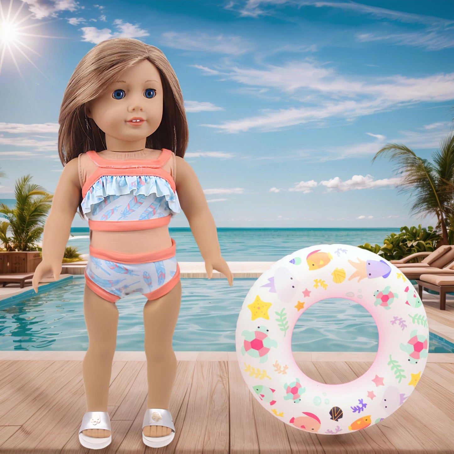 Lembani 18-Inch Doll Swimming Play Set - Beachwear & Accessories