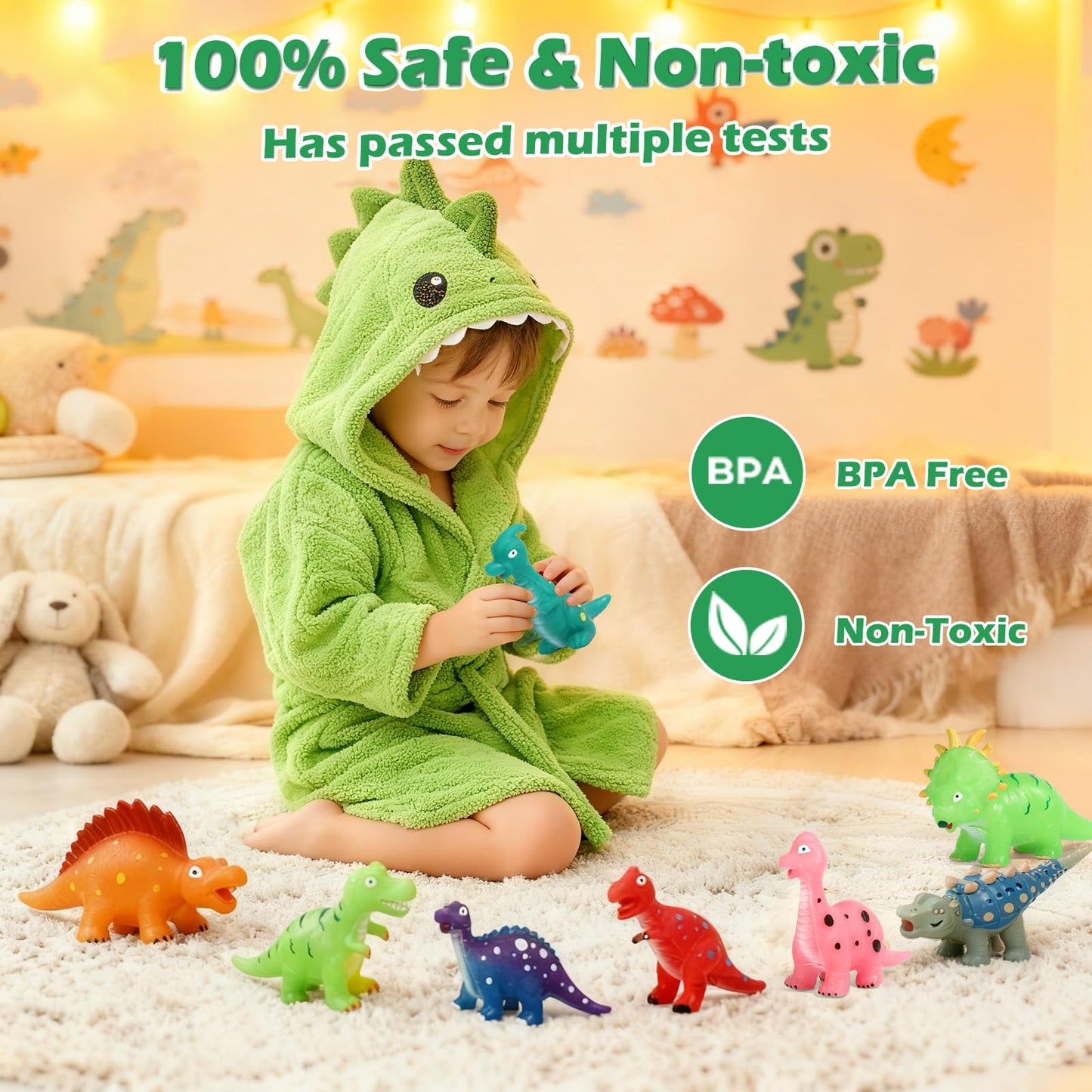 Lemofix Color Changing Dinosaur Bath Toys – Mold-Free No-Hole Tub Toys for Toddlers (Ages 1-5)