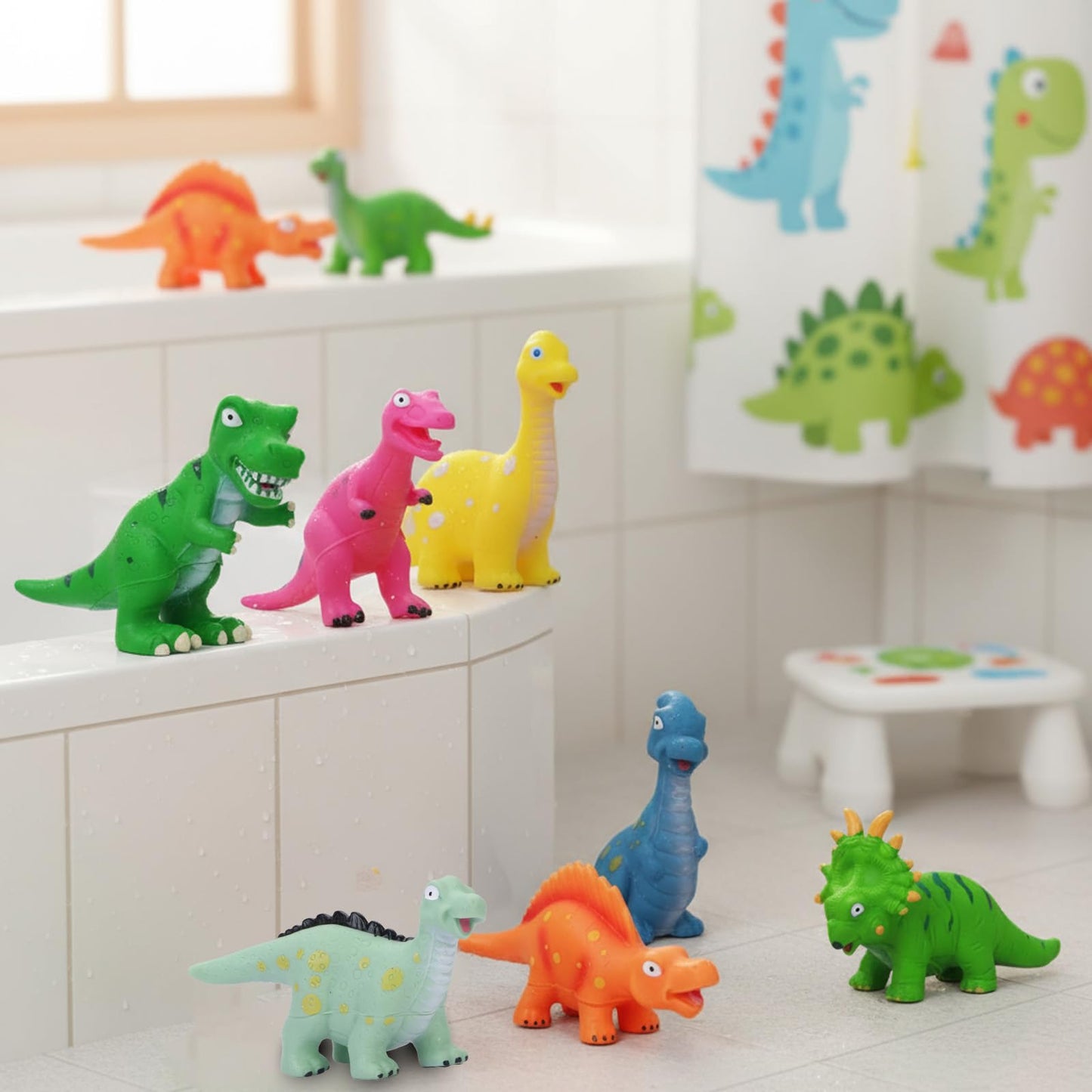 Lemofix No Hole Dinosaur Bath Toys — Mold Free Bathtub Fun for Toddlers