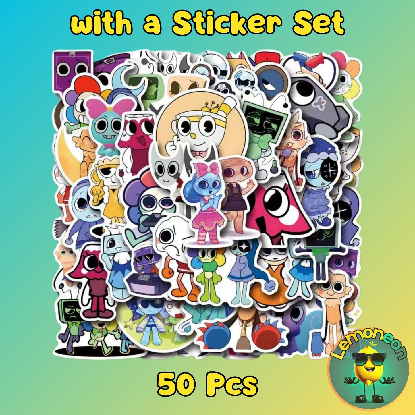 Lemoneon Dandy's World Goob Plush 11in with Sticker Set | Plush Figure Pillow for Gaming Fans