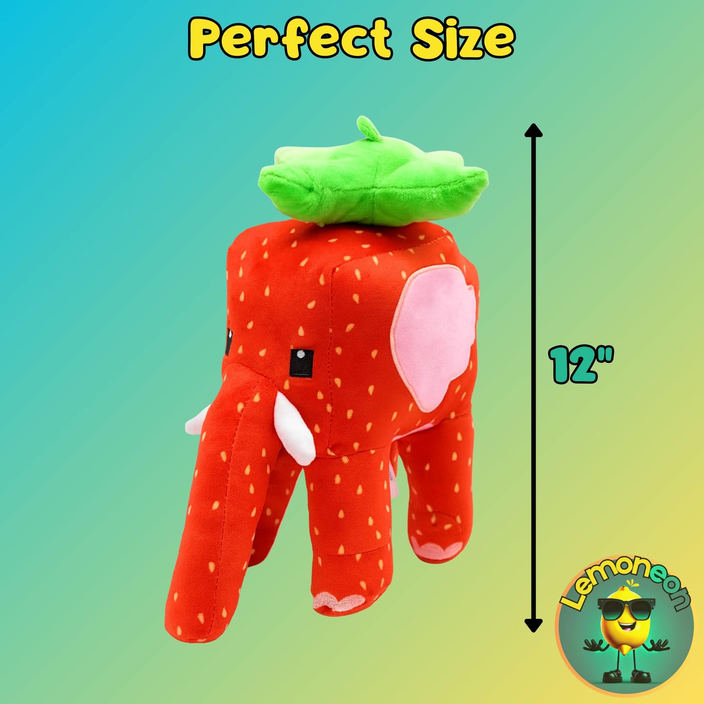 Lemoneon Strawberry Elephant Plush 12-Inch | Italian Brainrot Meme AI-Crafted Pillow for Gamers