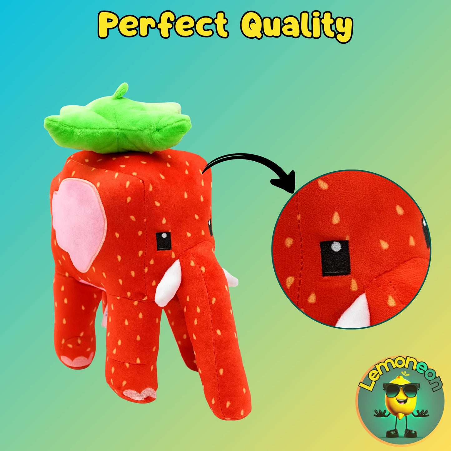 Lemoneon Strawberry Elephant Plush 12-Inch | Italian Brainrot Meme AI-Crafted Pillow for Gamers