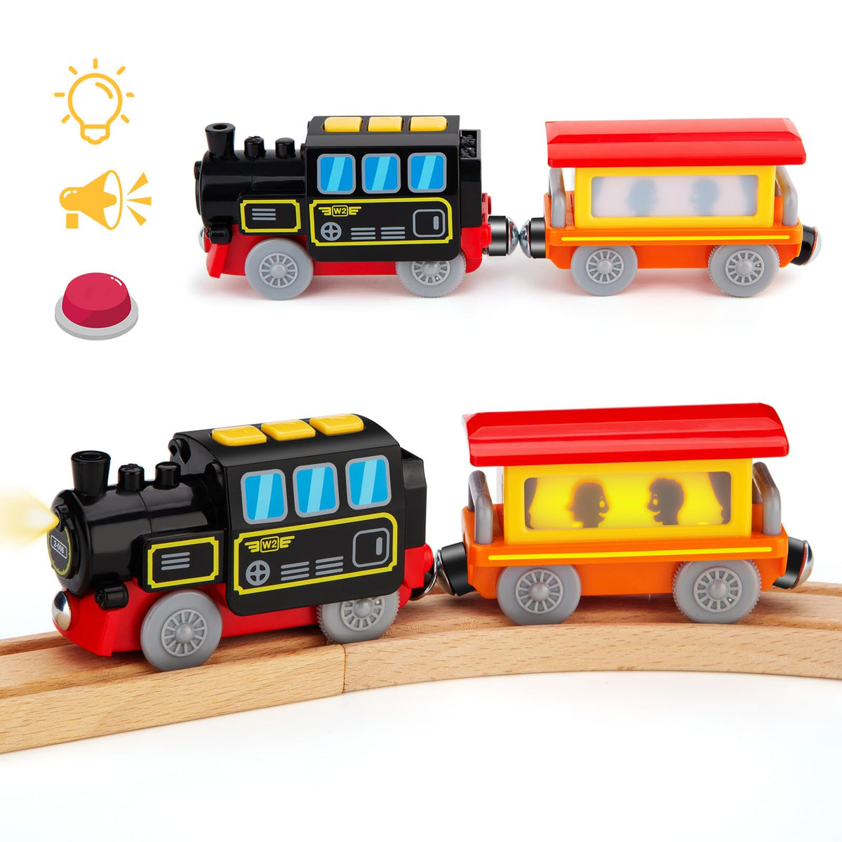 Lemonkids Battery Operated Locomotive Train Set – Magnetic Connection, 3Y+, Compatible with Thomas, Brio, Melissa & Doug