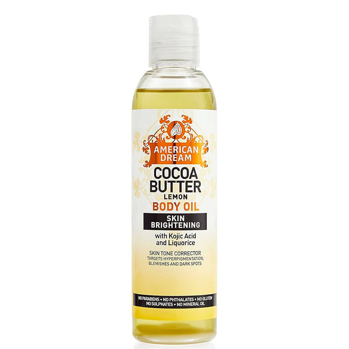 American Dream Cocoa Butter Lemon Body Oil 7oz – Brightening Non-Greasy Daily Skin Oil
