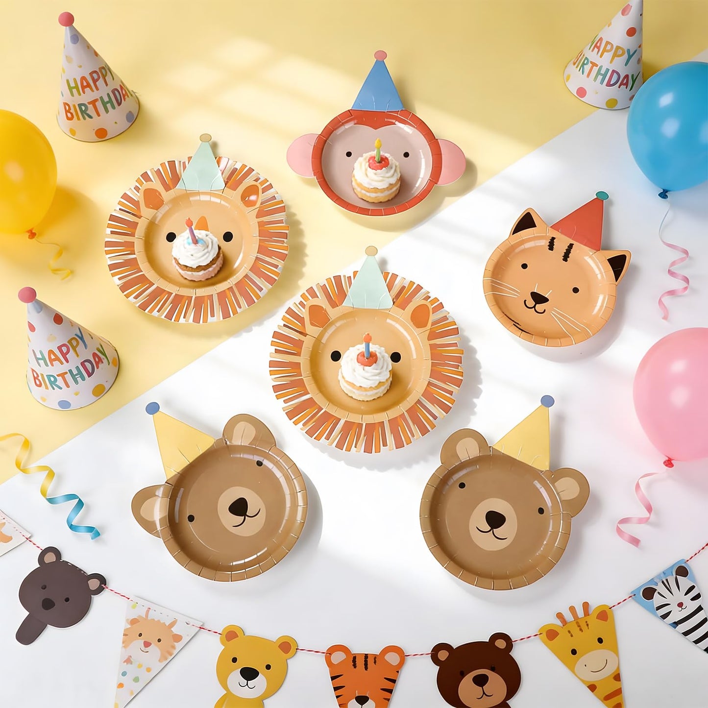 LemonRoad Jungle Animal Plates – 80 Pcs Disposable Safari Party Dinnerware