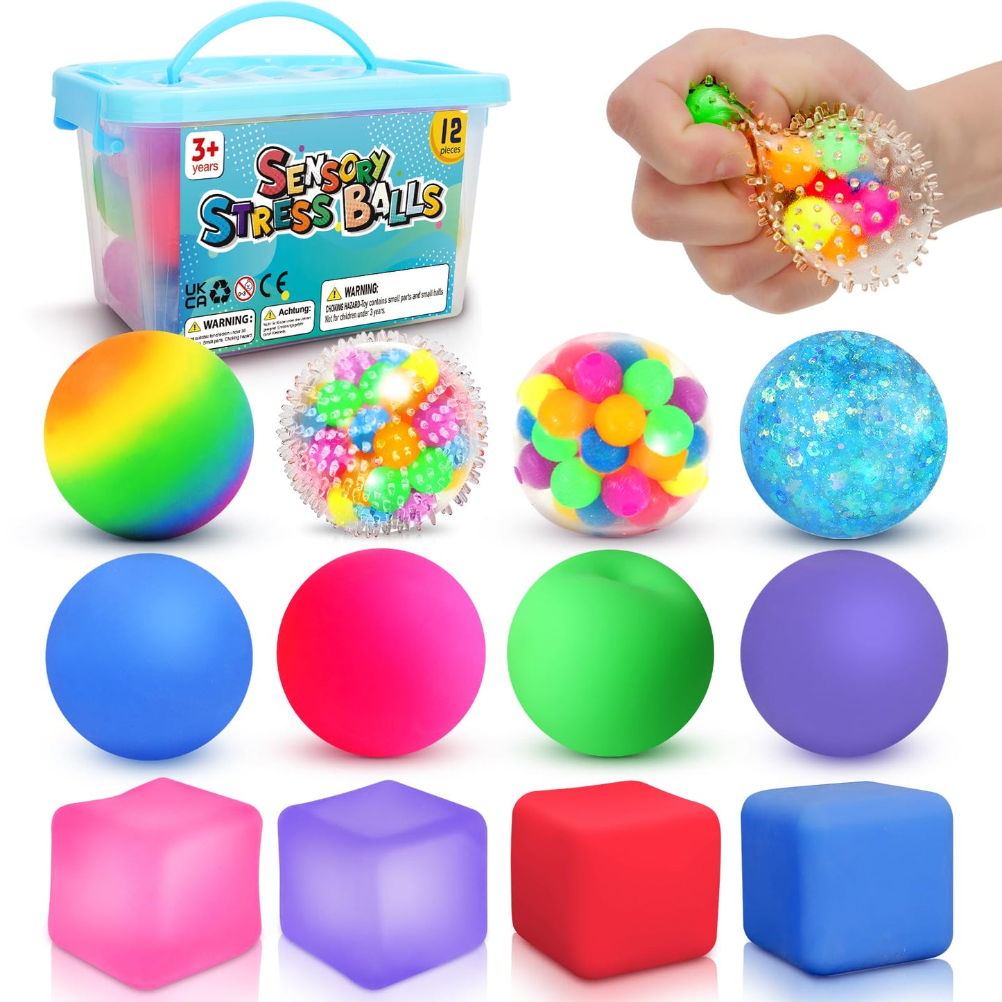 Lemostaar Stress Balls 12-Pack – Fidget Toys for Stress Relief, Focus & Classroom Prizes