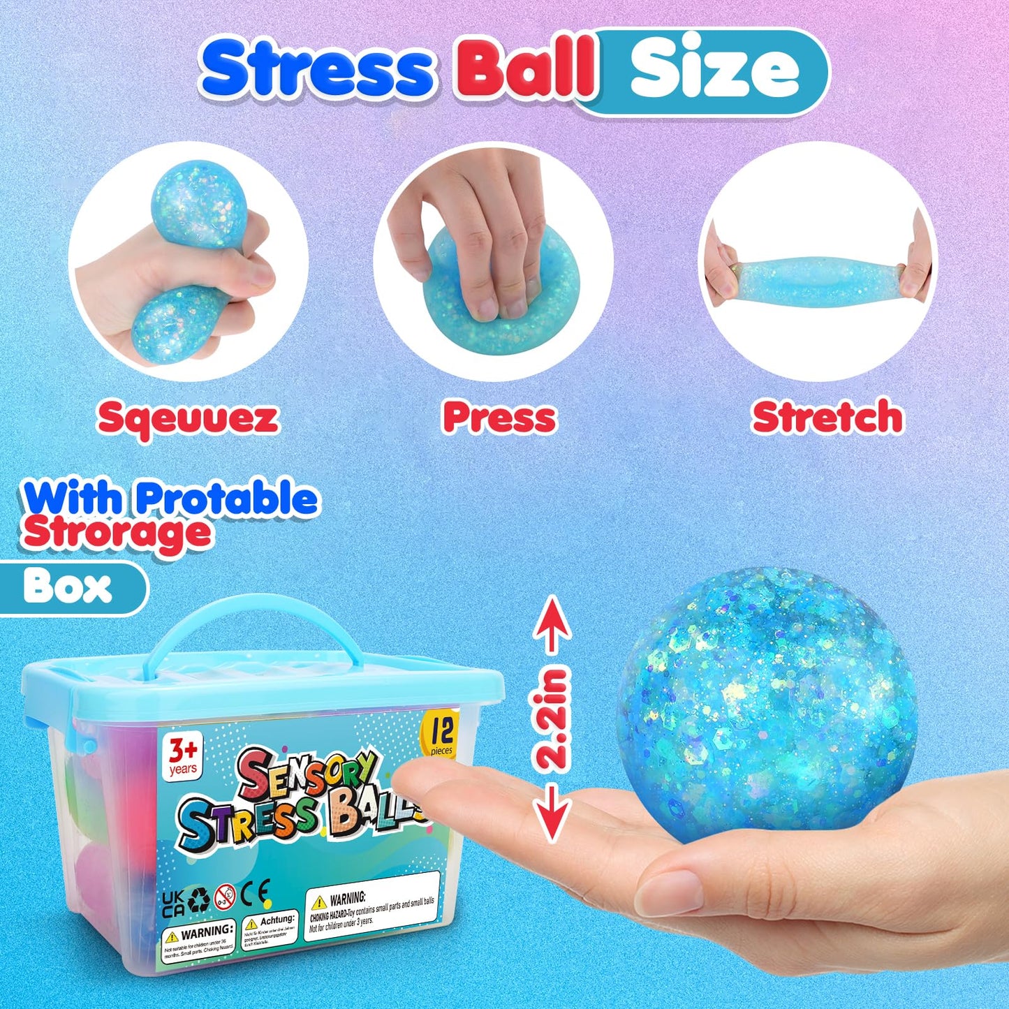 Lemostaar Stress Balls 12-Pack – Fidget Toys for Stress Relief, Focus & Classroom Prizes