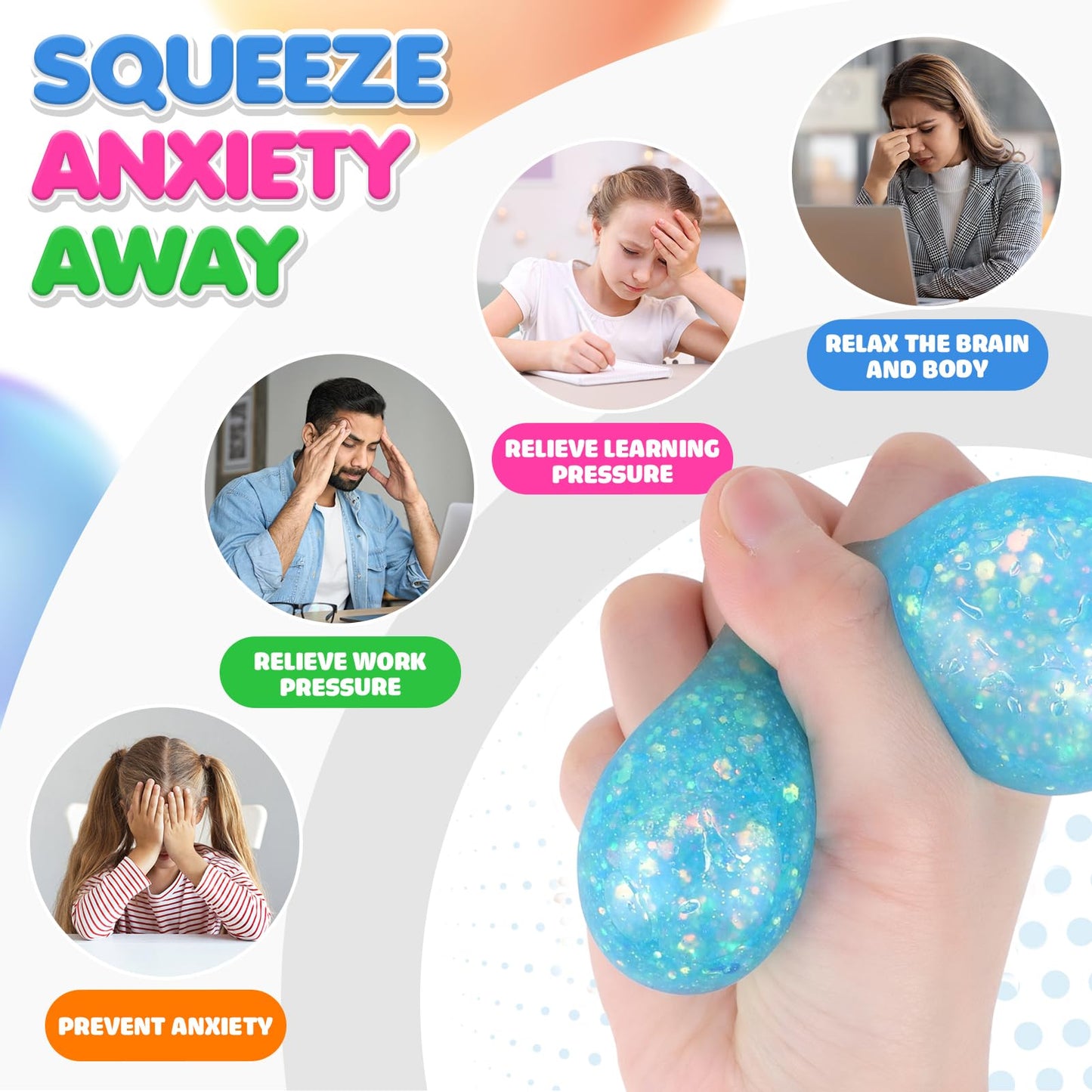 Lemostaar Stress Balls 12-Pack – Fidget Toys for Stress Relief, Focus & Classroom Prizes