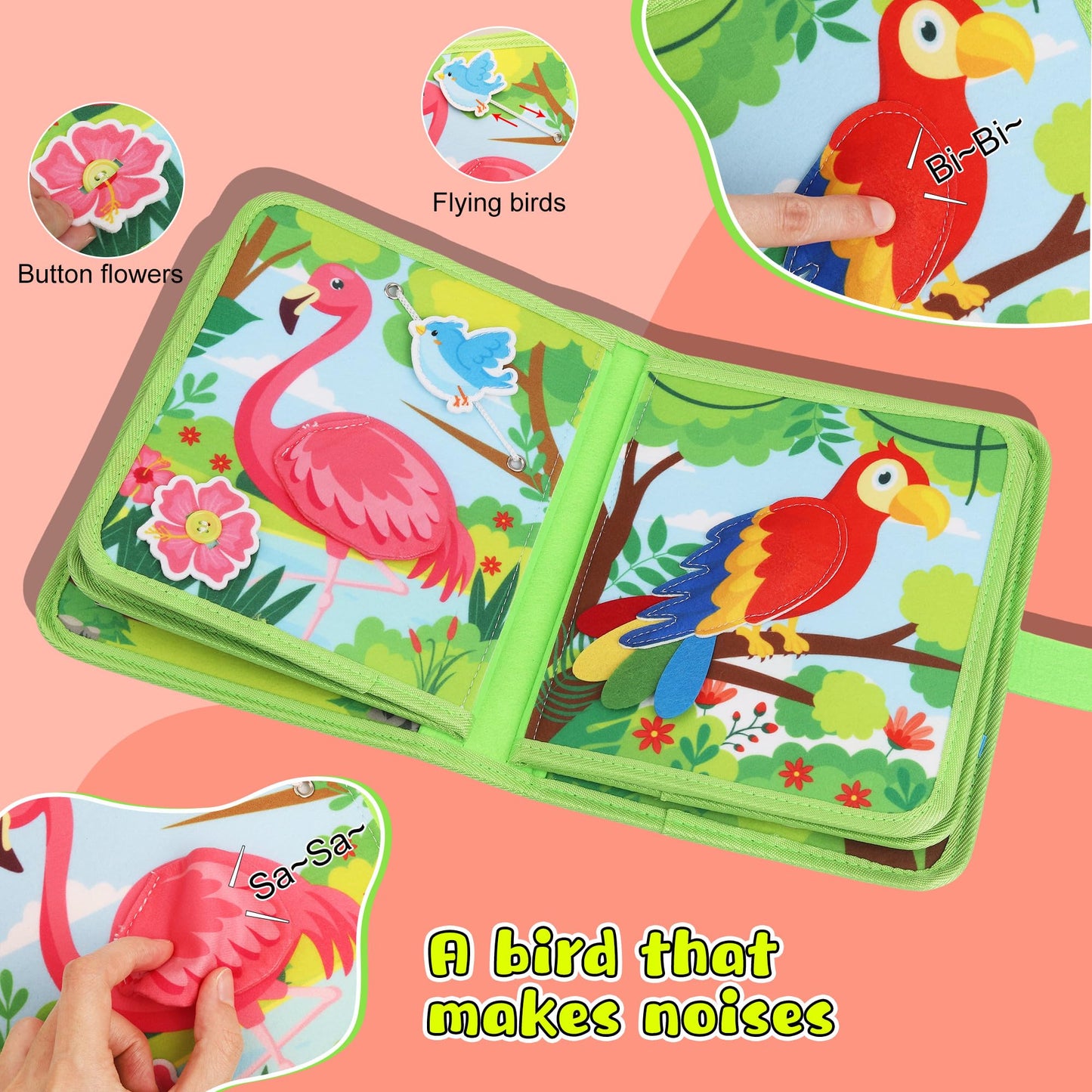 Lemrok Busy Book for Toddlers – Montessori Travel Quiet Book for 1-3 Year Olds